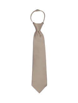 Boy's 11" Pretied Ready Made Solid Color Zipper Tie