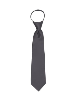 Boy's 11" Pretied Ready Made Solid Color Zipper Tie