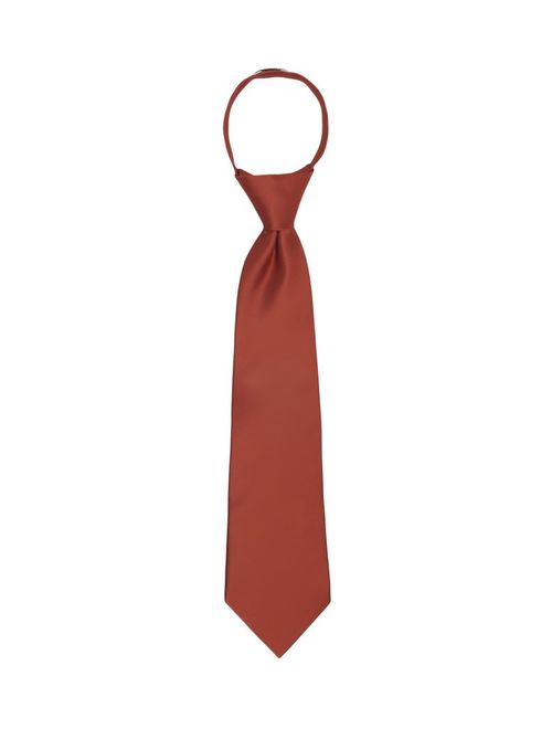 Jacob Alexander Boy's 11" Pretied Ready Made Solid Color Zipper Tie