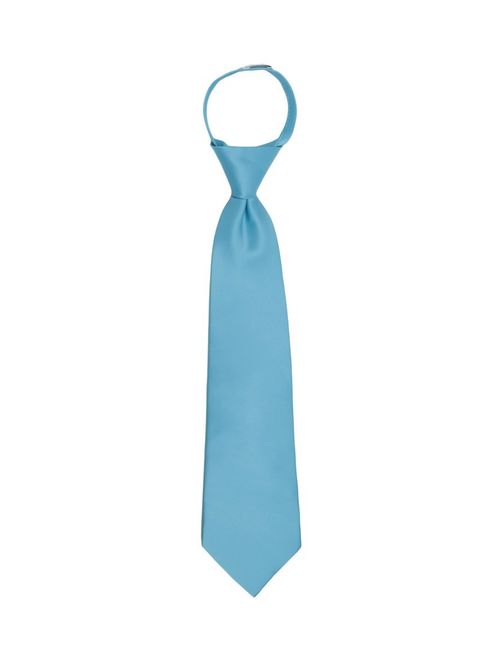 Jacob Alexander Boy's 11" Pretied Ready Made Solid Color Zipper Tie
