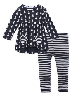 Little Girls Clothing Sets Bunny Long Sleeve Outfits 2 PCS Top Leggings Pajamas Sets