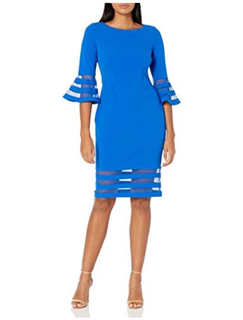 Calvin Klein Women's Bell Sleeve Sheath with Sheer Inserts Dress