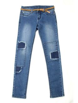 Girl's Jean Skinny Distressed Stretch Adjustable With Belt Size 10