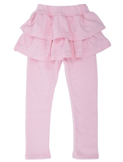 Simplicity Girls Stretchy Fleece Lined Footless Leggings with Ruffle Tutu Skirt