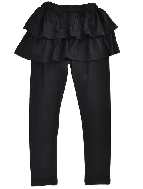 Simplicity Girls Stretchy Fleece Lined Footless Leggings with Ruffle Tutu Skirt