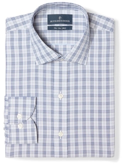 Amazon Brand - BUTTONED DOWN Men's Slim Fit Plaid Dress Shirt, Supima Cotton Non-Iron