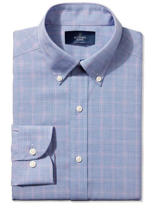 Amazon Brand - BUTTONED DOWN Men's Slim Fit Plaid Dress Shirt, Supima Cotton Non-Iron