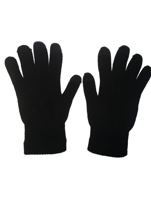 1 or 2 PACK Warm Knitted Stretch touchscreen/texting winter gloves with a soft texture. Just thick enough to not be bulky.