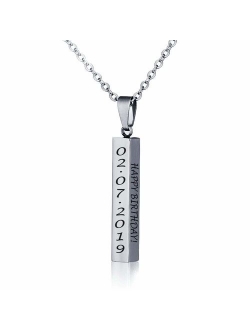 Love Jewelry Personalized Couple Stainless Steel Necklace Engraved Initial Name Vertical Bar Necklace Birthday Gift