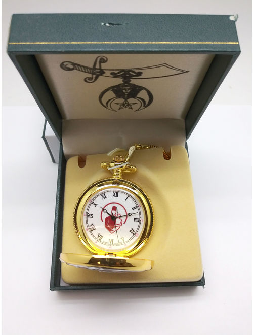 Shriners Logo Pocket Watch - Goldtone Quartz Timepiece Is The Perfect Gift