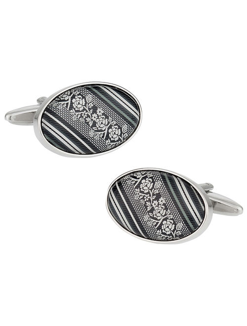 Floral Cufflinks in Black Gray Cuff Links by Cuff-Daddy