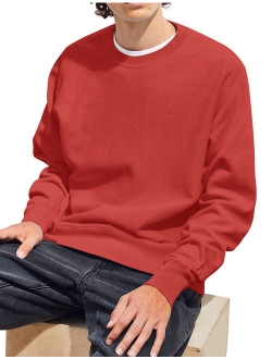 Mens Premium Fleece Crewneck Sweatshirt Casual Brushed Cotton Sweater