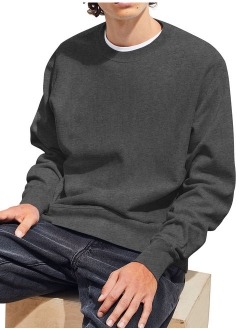 Mens Premium Fleece Crewneck Sweatshirt Casual Brushed Cotton Sweater