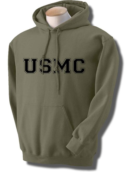 USMC Athletic Marines Hooded Sweatshirt in Military Green