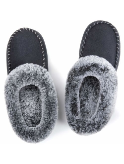 ULTRAIDEAS Women's Comfort Micro Suede Memory Foam Slippers Non Skid House Shoes w/Faux Fur Collar