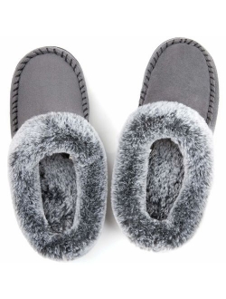 ULTRAIDEAS Women's Comfort Micro Suede Memory Foam Slippers Non Skid House Shoes w/Faux Fur Collar