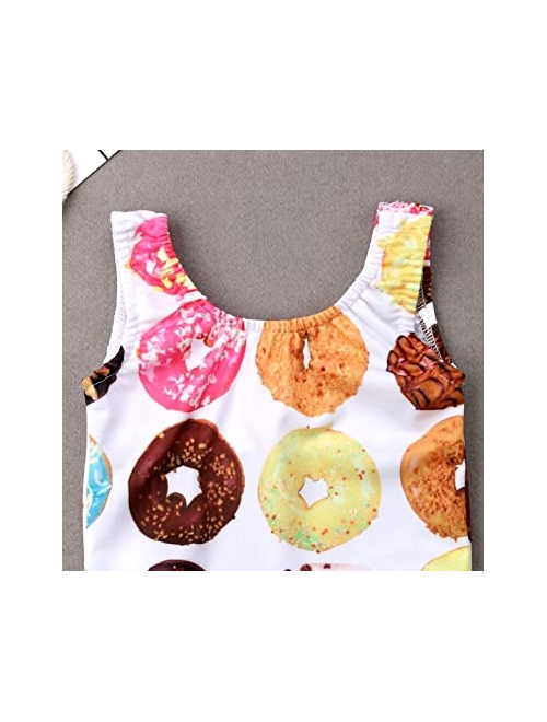 Lamuusaa Toddler Baby Kid Girls Doughnut Swimsuit Sleeveless One-Piece Swimwear Bathing Suit Bikini Tankini 1-6Y