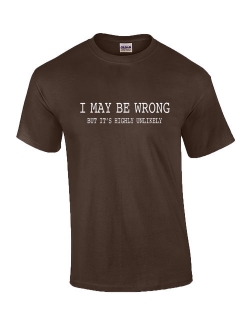 Mens Funny Sayings Slogans T Shirts-I May Be Wrong tshirt-Black-small