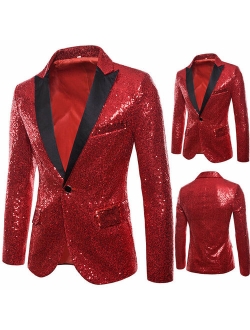 Men's Sequins Clubs Wedding Party Tuxedo Dinner Formal Suit Jacket Coat