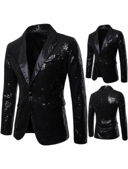 Men's Sequins Clubs Wedding Party Tuxedo Dinner Formal Suit Jacket Coat