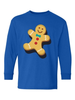 Ugly Xmas Long Sleeve Shirt for Kids Youth Boys Girls Christmas Gingerbread Shirt