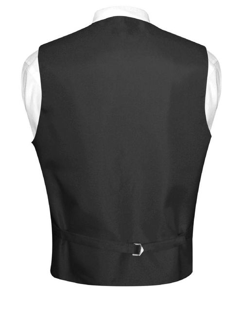 Men's Dress Vest & NeckTie Solid BLACK Color Neck Tie Set for Suit or Tuxedo