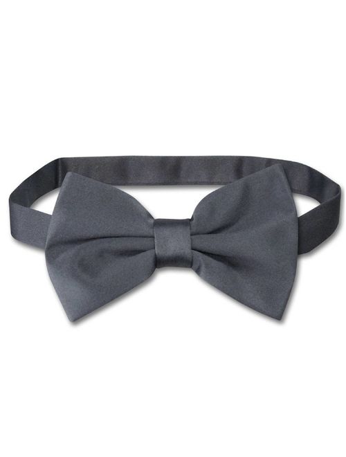 Men's Dress Vest & BowTie Solid CHARCOAL GREY Color Bow Tie Set for Suit or Tux