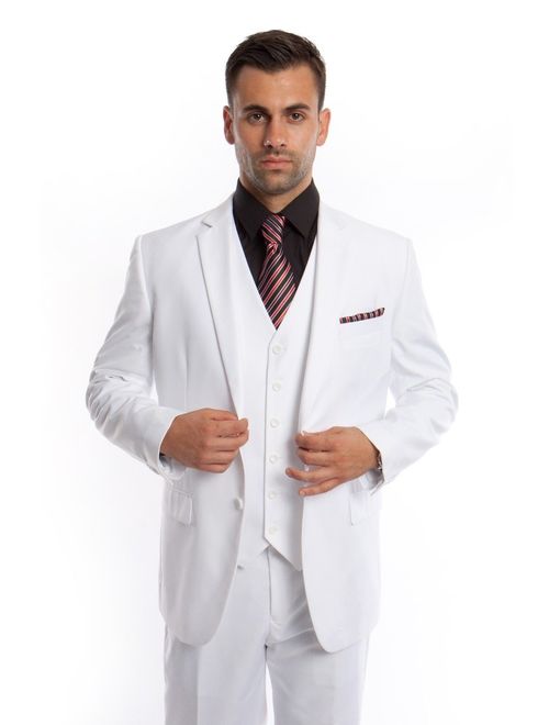 Men's Three Piece Vested Modern Fit Two Button Suit