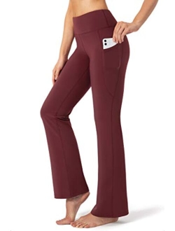 28"/30"/32"/34" Inseam Women's Bootcut Yoga Pants Long Bootleg High-Waisted Flare Pants with Pockets