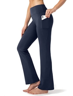 28"/30"/32"/34" Inseam Women's Bootcut Yoga Pants Long Bootleg High-Waisted Flare Pants with Pockets