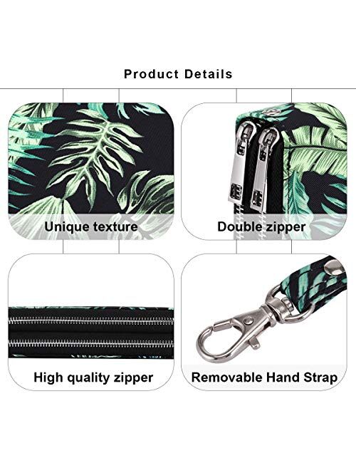 Double Zipper Long Clutch Wallet Cellphone Wallet for Women with Hand Strap for Card, Cash, Coin, Bill