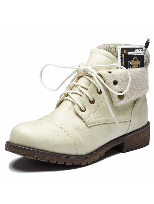 DailyShoes Women's Combat Style Up Sweater Top Ankle Bootie with Pocket for Credit Card Knife Money Wallet Pocket Boots