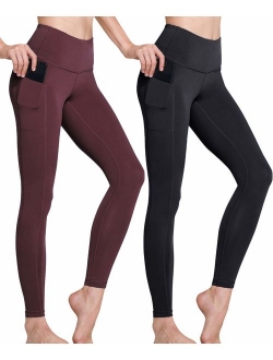 TSLA Yoga Pants Leggings Mid-Waist/High-Waist Tummy Control w Side/Hidden Pocket Series