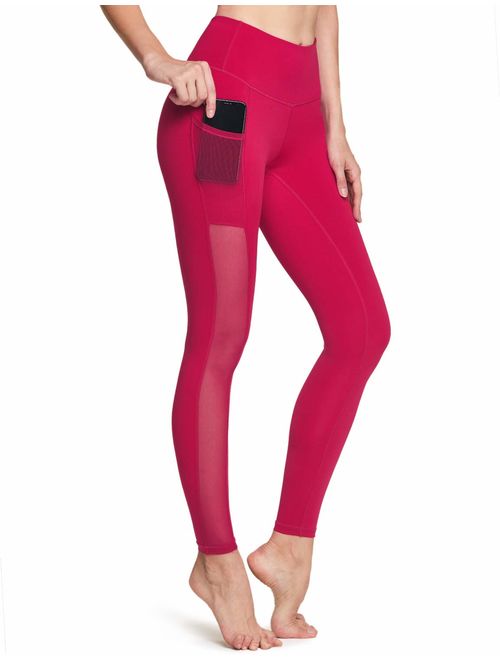 TSLA Yoga Pants Leggings Mid-Waist/High-Waist Tummy Control w Side/Hidden Pocket Series