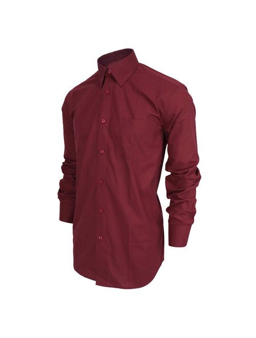 Lee Hanton Men's Long Sleeve Spread collar Button Down Dress Shirt