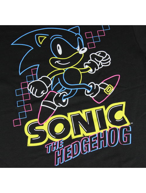 Sonic The Hedgehog Shirt For Boys Glow-In-The-Dark Neon Graphic Youth Video Game T-shirt