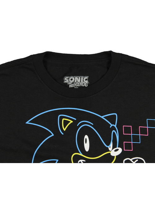 Sonic The Hedgehog Shirt For Boys Glow-In-The-Dark Neon Graphic Youth Video Game T-shirt