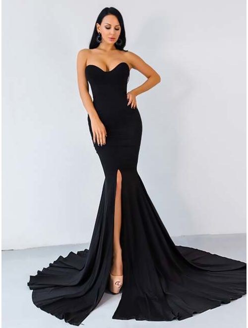 Missord Split Mermaid Hem Floor Length Tube Prom Dress