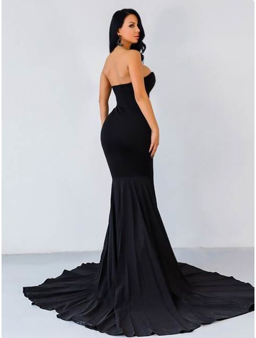 Missord Split Mermaid Hem Floor Length Tube Prom Dress