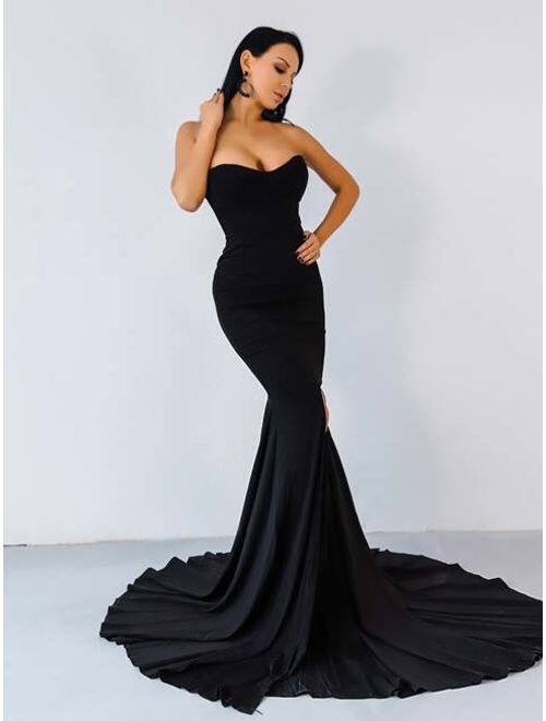 Missord Split Mermaid Hem Floor Length Tube Prom Dress