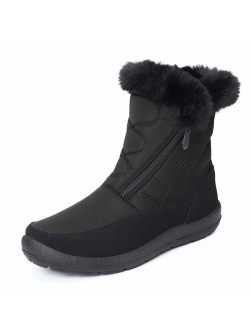 gracosy Snow Boots for Women Men, Warm Ankle Boots Waterproof Outdoor Slip On Fur Lined Winter Short Booties Anti-Slip Comfort Zipper Large Size Shoes