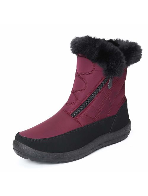 women waterproof fur lining slip on snow boots