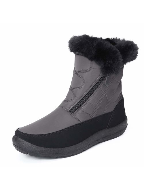 gracosy Snow Boots for Women Men, Warm Ankle Boots Waterproof Outdoor Slip On Fur Lined Winter Short Booties Anti-Slip Comfort Zipper Large Size Shoes