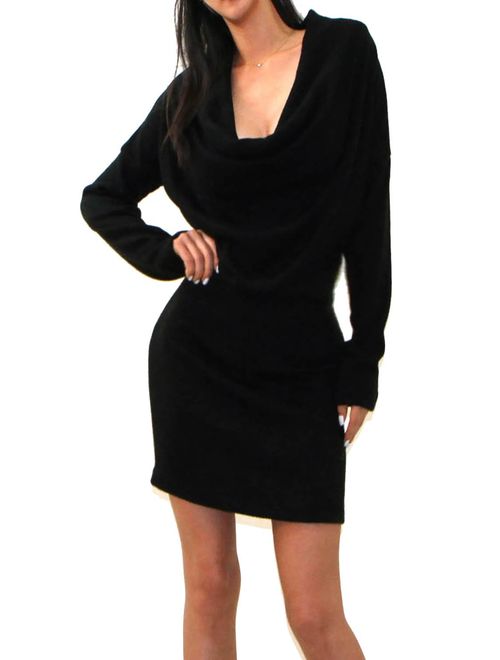 Vivicastle Women's USA Off Shoulder Batwing Kimono Bodycon Mini Jersey Knit Dress