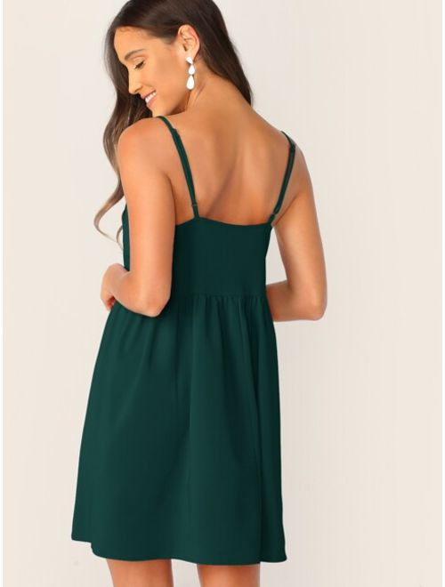 Shein Solid Scalloped Trim Cami Dress