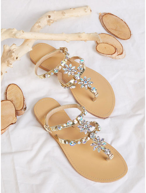 Shein Jewelled Decor Toe Post Sandals