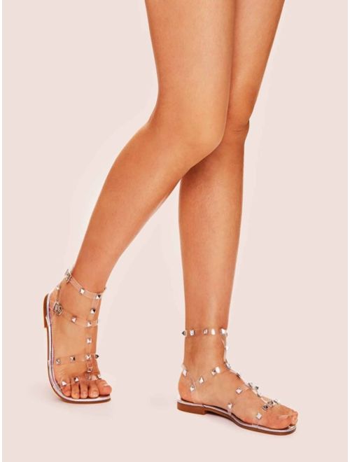 Shein Studded Decor Strappy Sandals