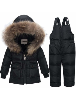 ZOEREA Girls Winter Snowsuit, Children Clothing Sets Winter Hooded Duck Down Jacket + Trousers Snowsuit for Boys Unisex Baby