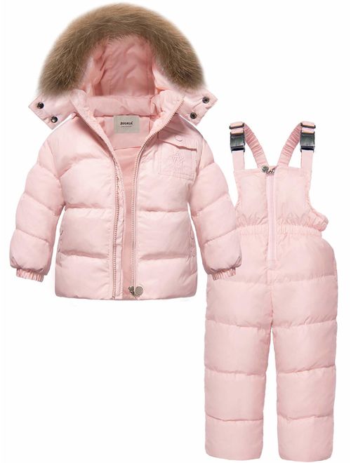 ZOEREA Girls Winter Snowsuit, Children Clothing Sets Winter Hooded Duck Down Jacket + Trousers Snowsuit for Boys Unisex Baby