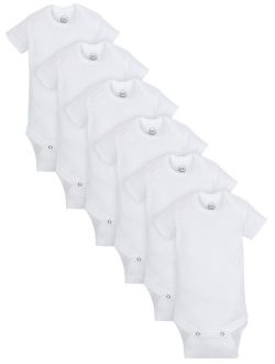 Short Sleeve White Bodysuits, 6pk (Baby Boys or Baby Girls, Unisex)